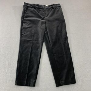 LOFT Riviera Slim Pants Womens 10P Petite Black Velvet Ankle Straight Leg